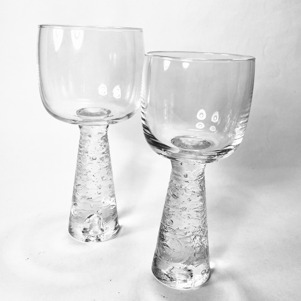 2x Iittala ARKIPELAGO Clear Bubble Textured Red & White Wine Glasses